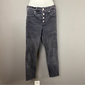 Madewell 10' Faded Black High Rise Skinny Jeans Sz 26Waist Distressed Button Fly